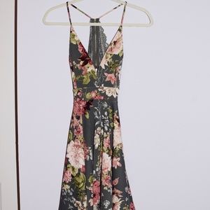 Floral Print Dress with Lace Back